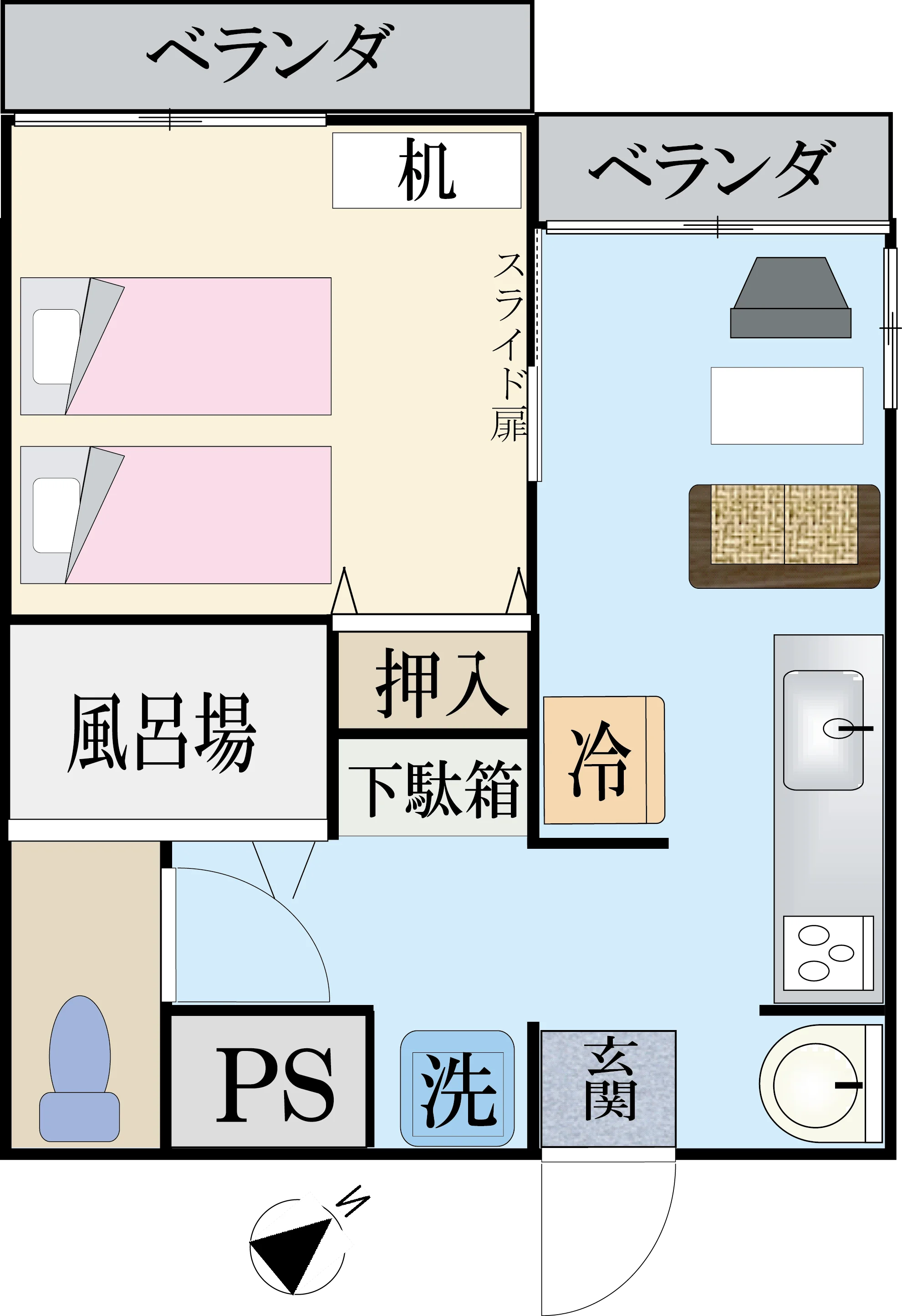 間取りC 32㎡ 間取り図
