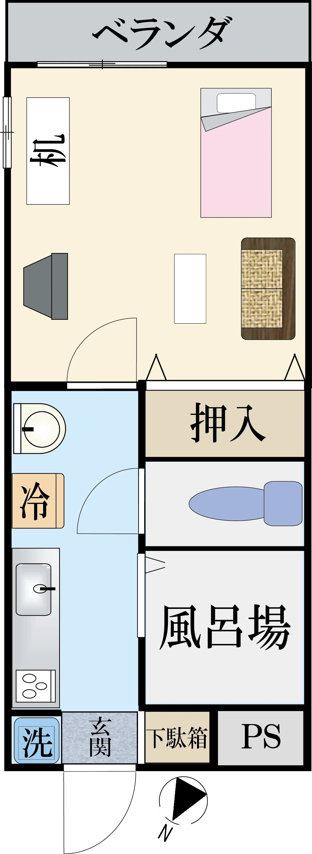 間取りE 29㎡ 間取り図