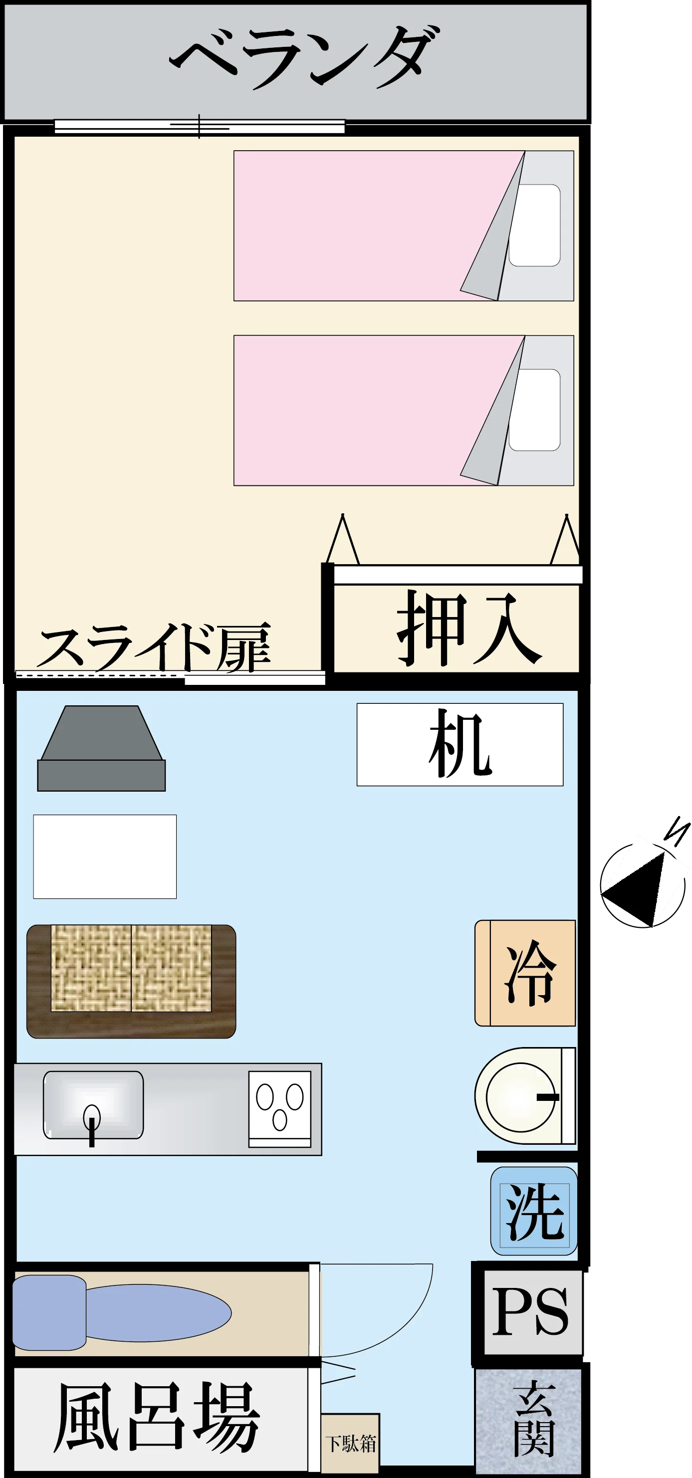 1LDK 間取りA