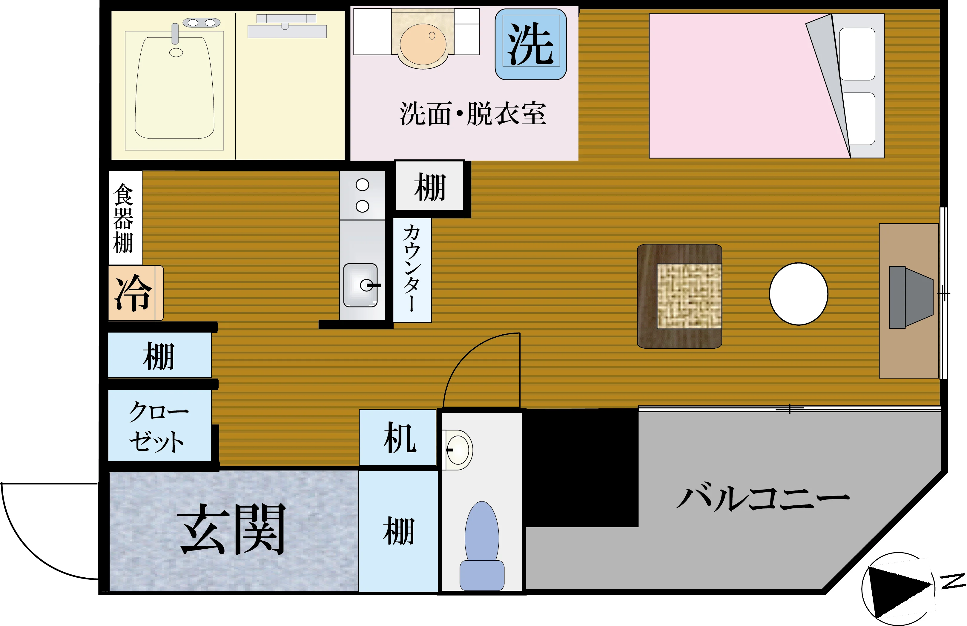 1号部屋 25㎡ 間取り図