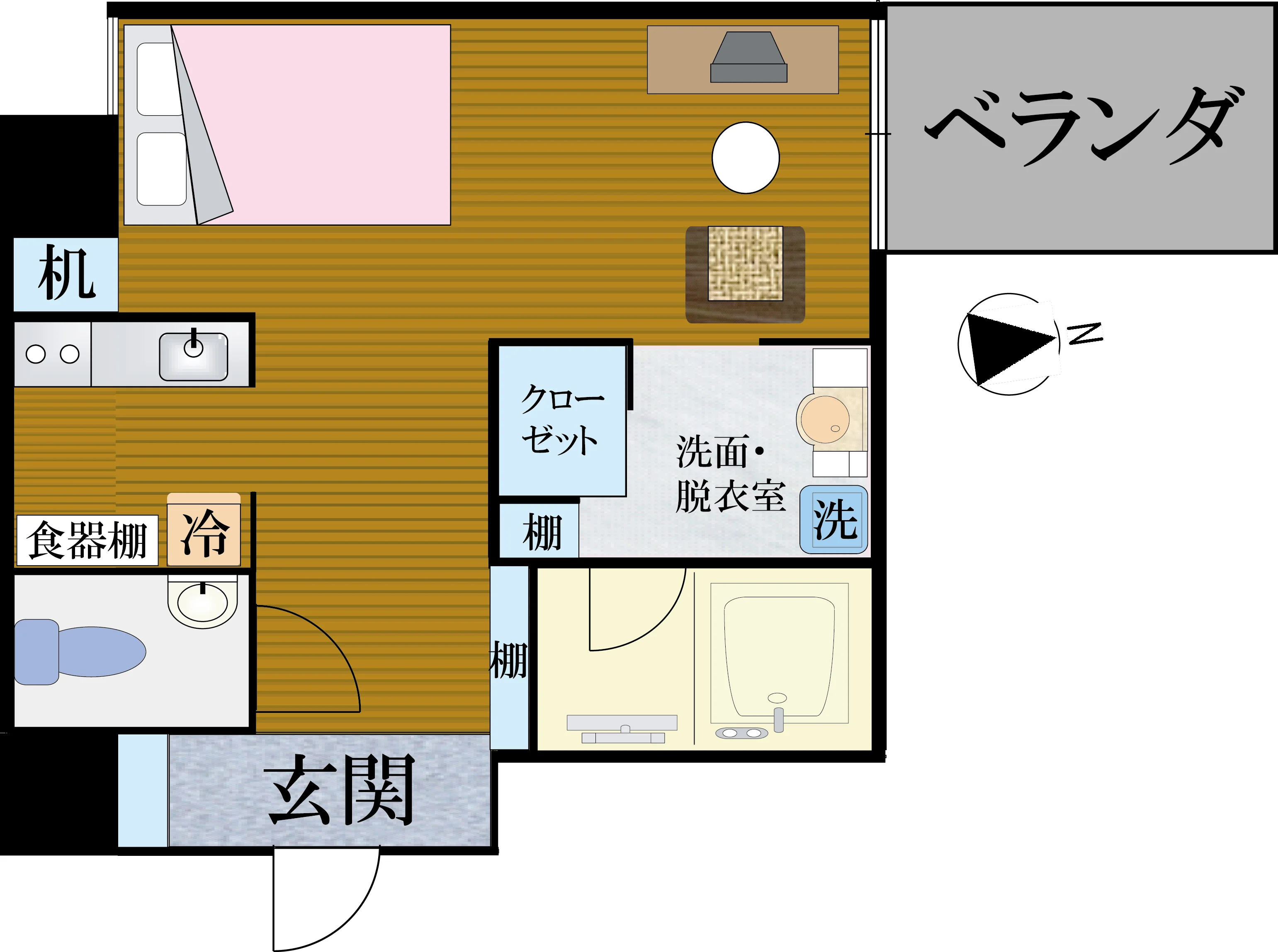 2号部屋 26㎡ 間取り図