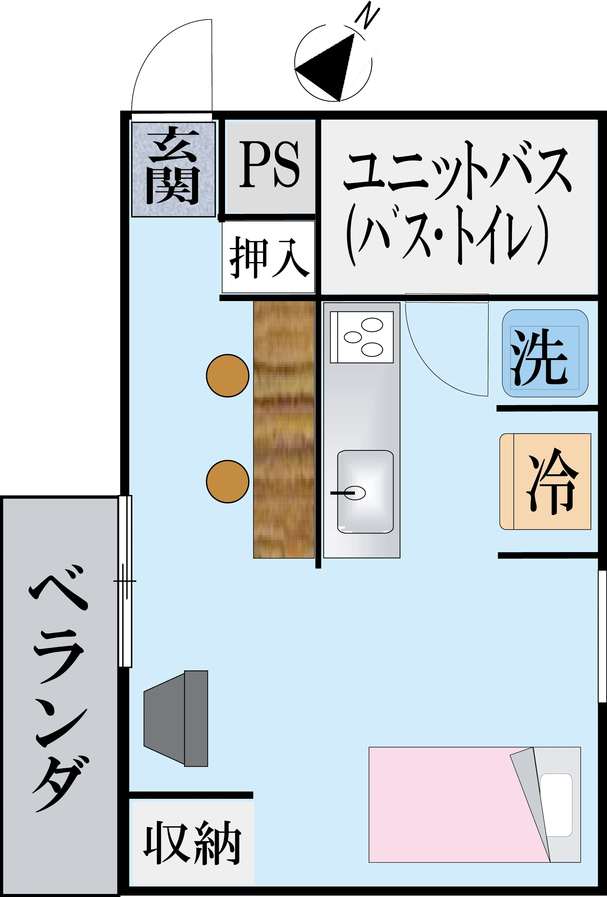 1Room 間取り①