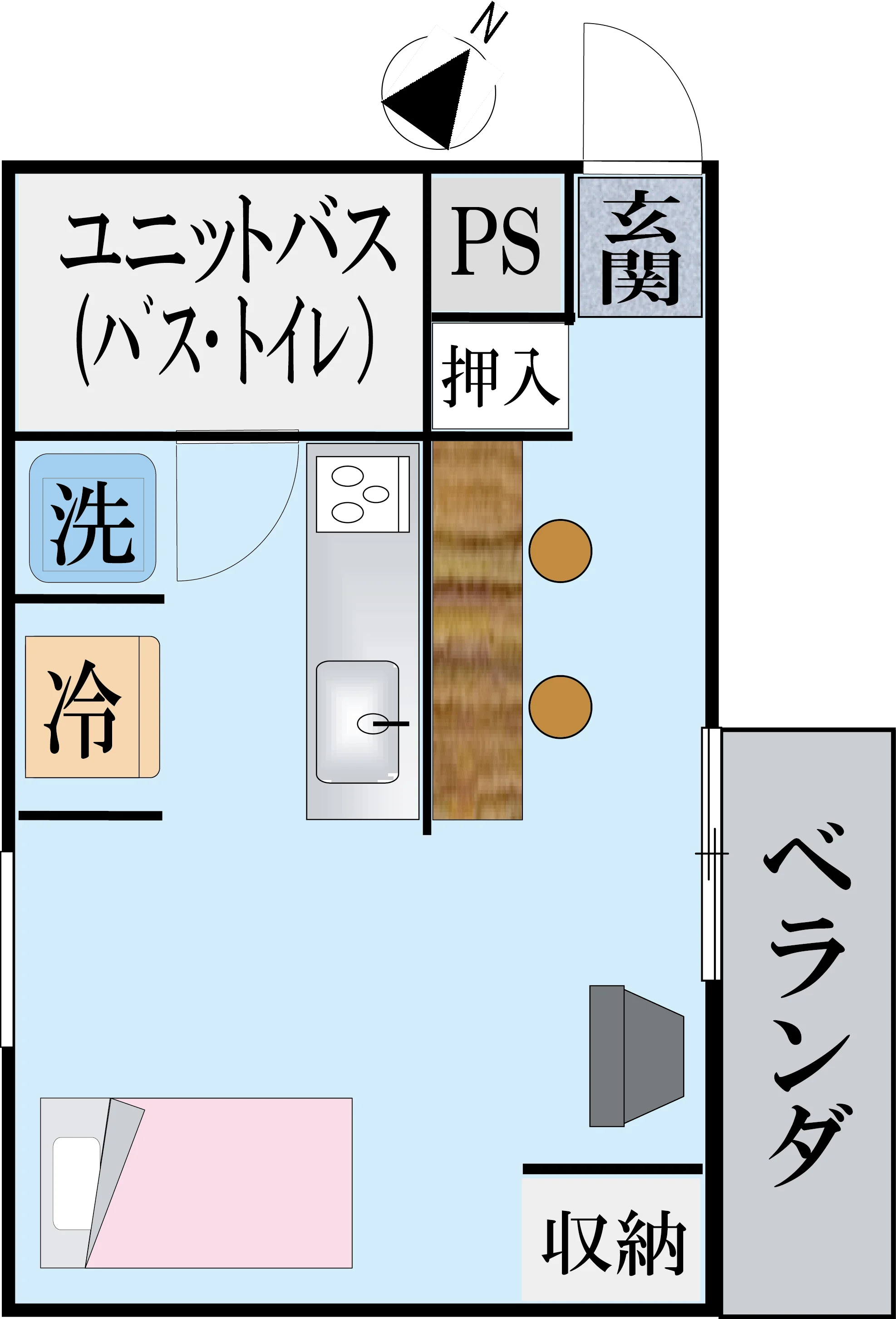 1Room 間取り②