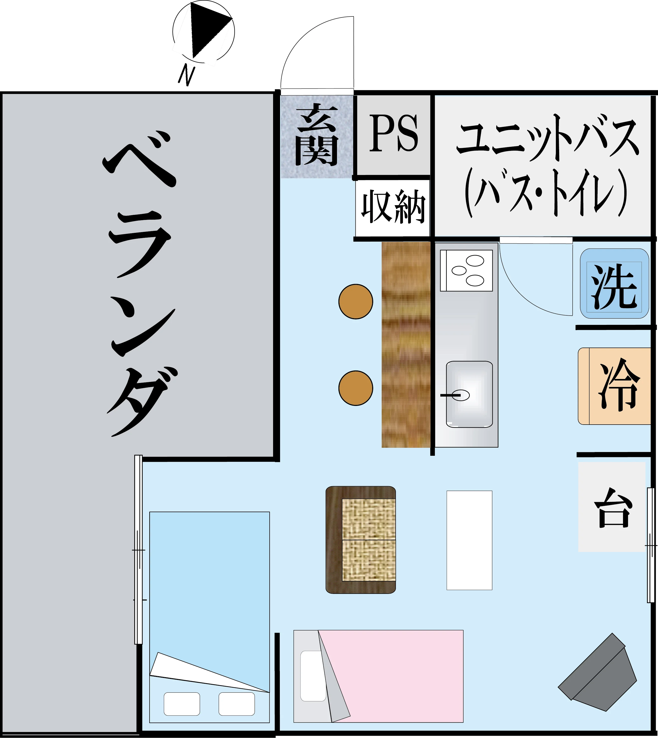 広々1Room 間取り（7F）
