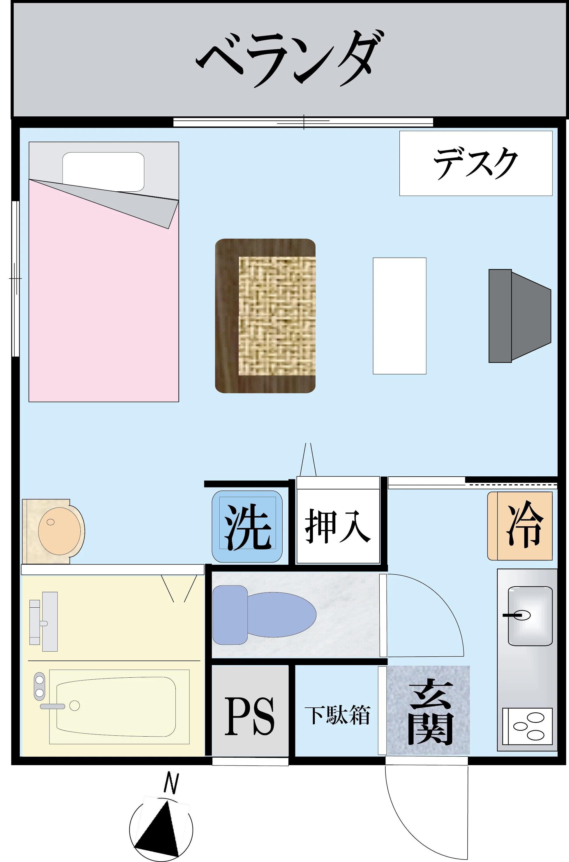 1K 27㎡ 間取り図
