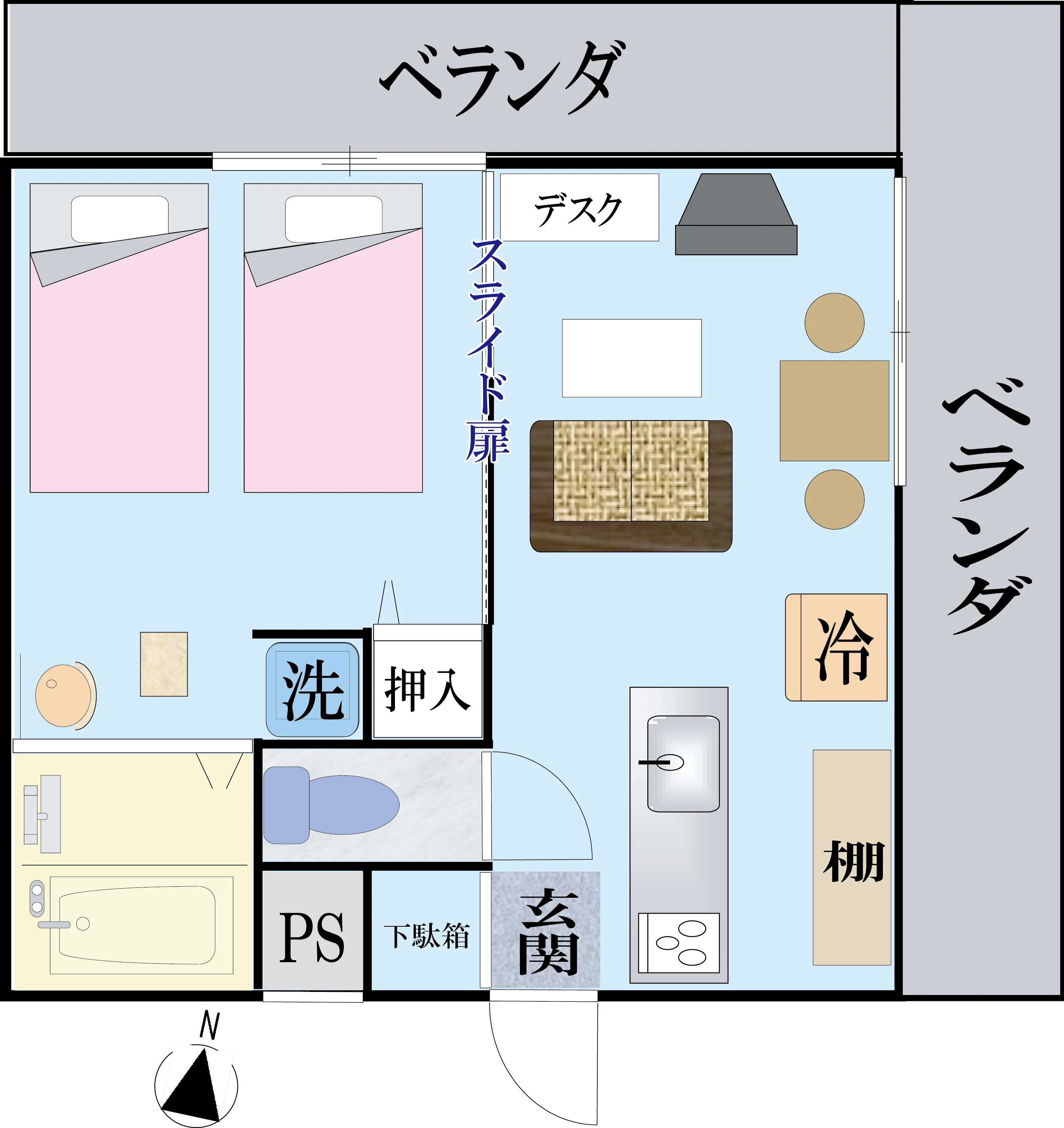 1LDK（9F）40㎡ 間取り図